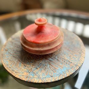Pink Granite Small Dish With Lid